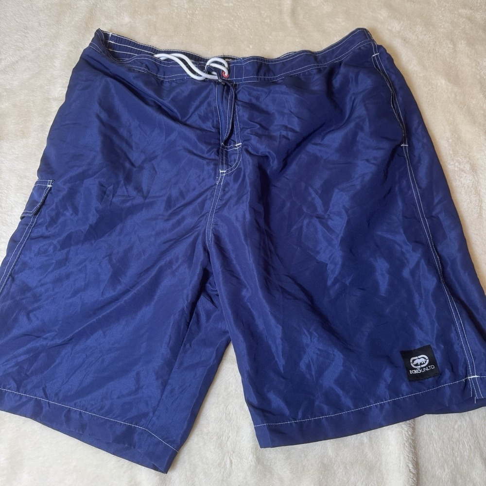 Ecko‎ Unltd Mens Board Shorts Size 40 Blue Swim Trunks Cargo Pocket Surf